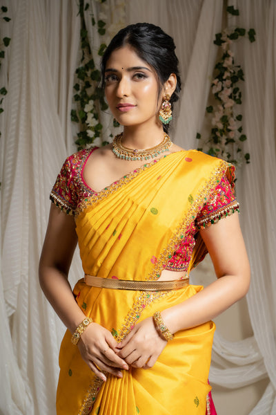 Yellow Kanjeevaram Silk Saree