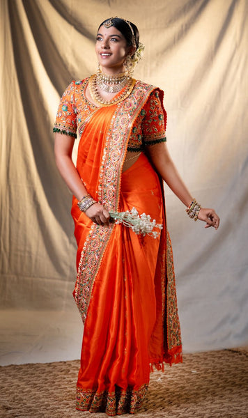 Antara - Sunset Orange Bridal Saree