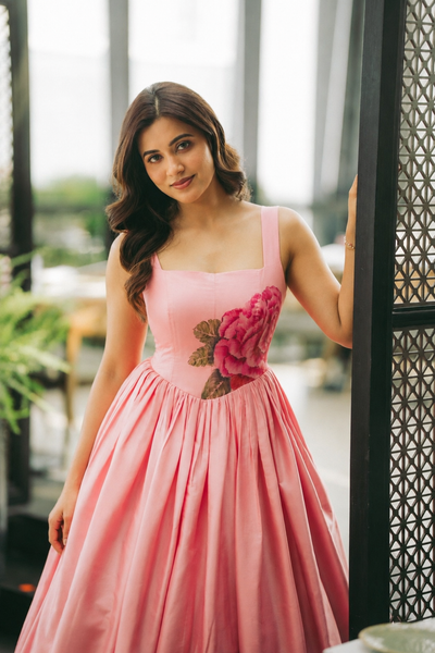 Peach Pink Varnam Corset Dress