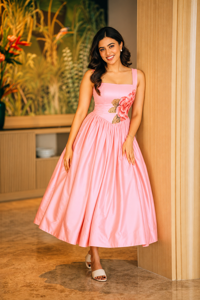Peach Pink Varnam Corset Dress
