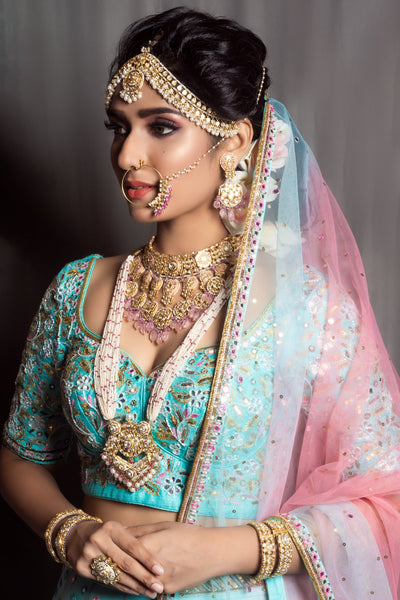 Neon Blue Bridal Lehenga