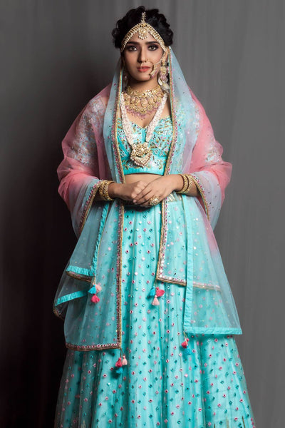 Neon Blue Bridal Lehenga