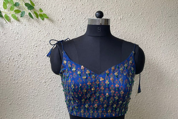 Peacock Blue Embroidered Blouse