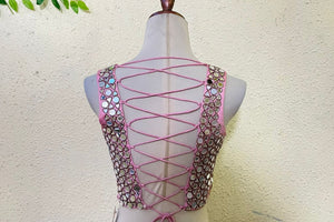 Pink Mirror Work Blouse