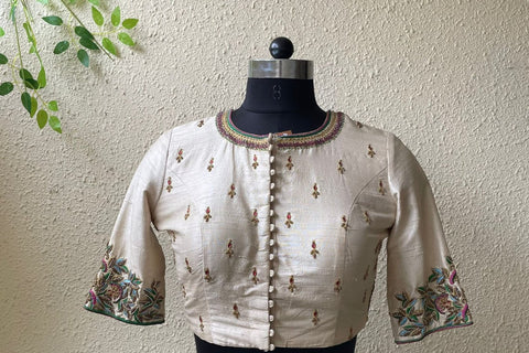 Beige Ram Sita Embroidered Blouse