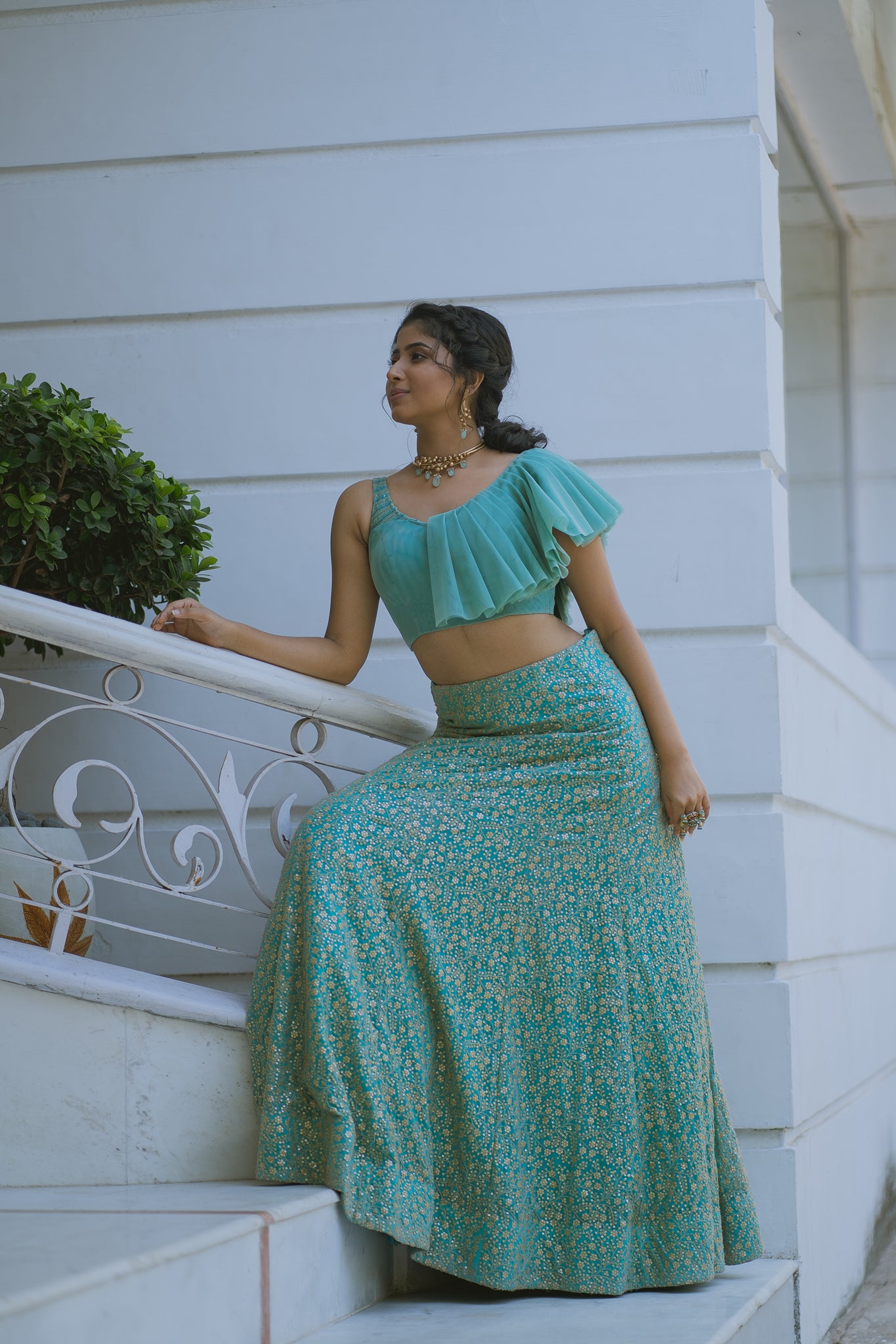 aqua green top