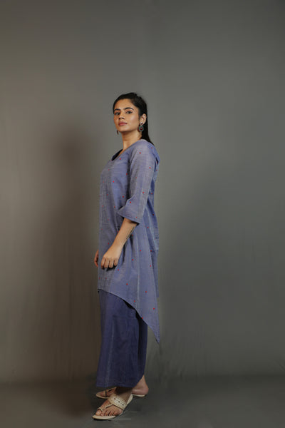 V-Neck 2pcs Chanderi Dress