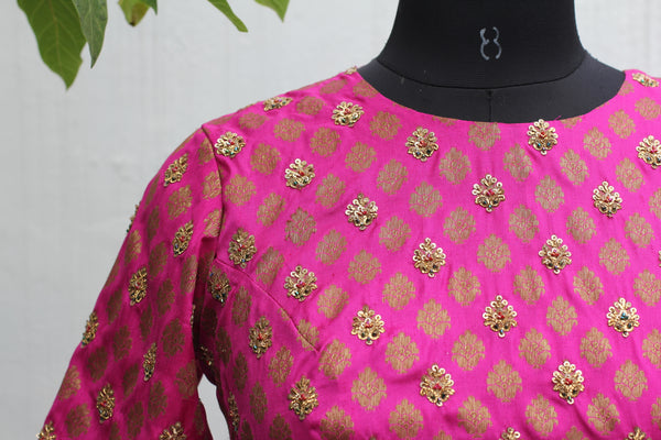 Pink Banarsai Crop Top