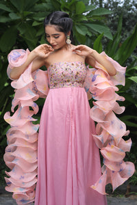 Crepe Gown & Organza Ruffles