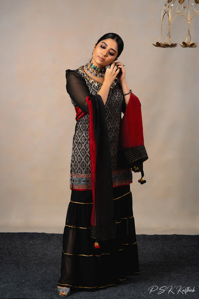 Black Sharara Set